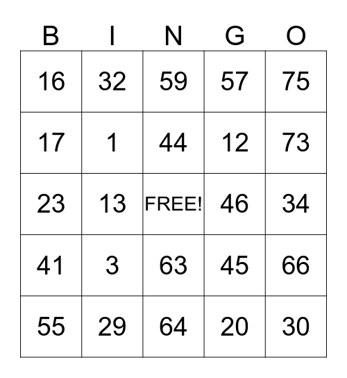Free Lunch Bingo Card