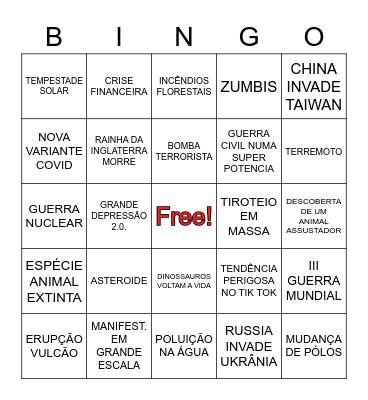 Bingo do Desastre 2022 Bingo Card