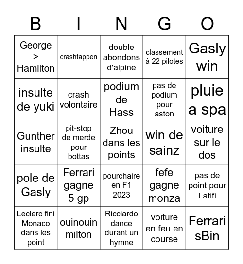 Untitled Bingo Card