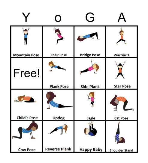 YOGA POSE BINGO Card