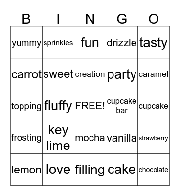 Cupcake Bingo Card