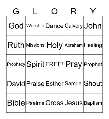 End-Time Glory Bingo Card