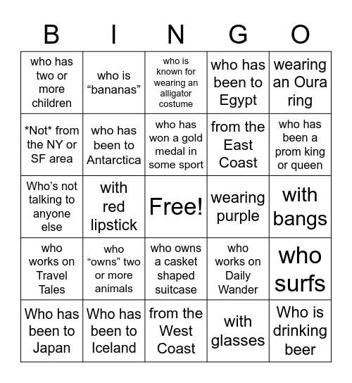 AFARGO Bingo Card