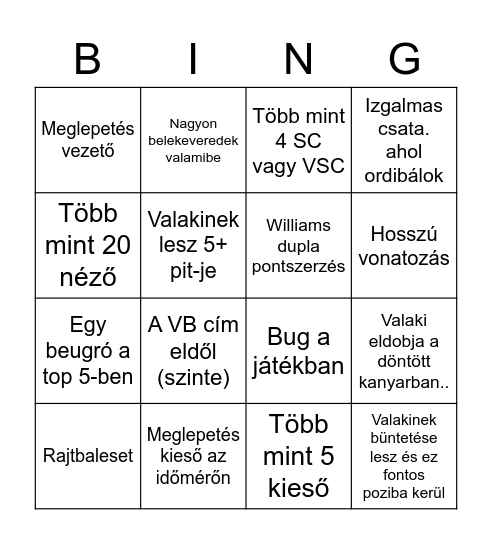 holland Bingo WTWRL Bingo Card