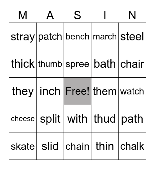 Masin's Bingo Board Bingo Card