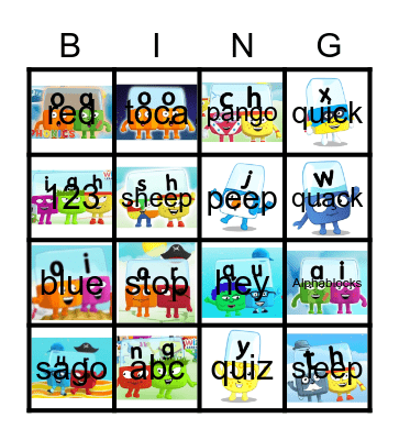 Alphablocks Bingo Phase 3 Bingo Card