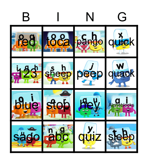 Alphablocks Bingo Phase 3 Bingo Card