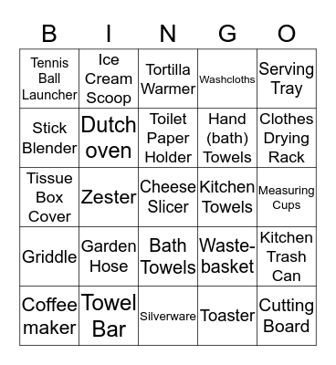 Shower Gifts  Bingo Card
