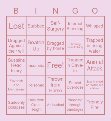 Western Whump Bingo Card