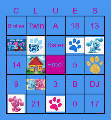 Blue's Clues Bingo Card