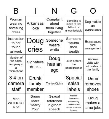 Jonemi Wedding Bingo Card