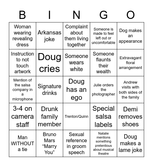 Jonemi Wedding Bingo Card