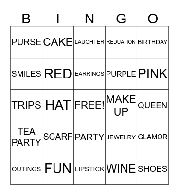 Red Hatters Bingo Card