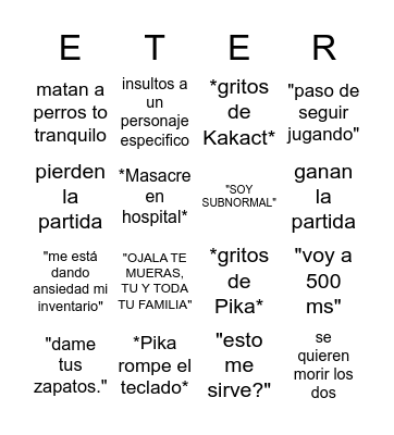 Eternal Bingo Card