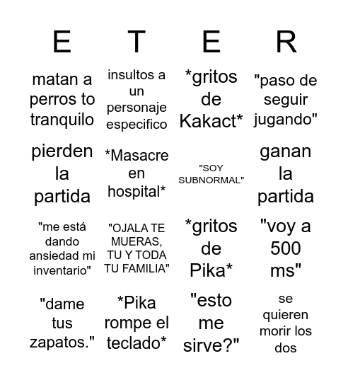 Eternal Bingo Card