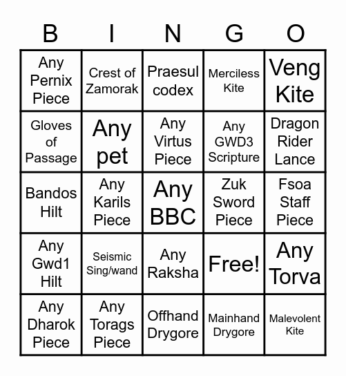 Mid Bombers Bingo Card