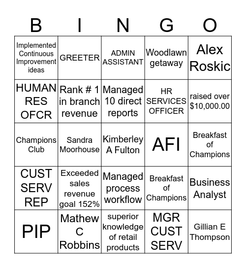 Rena is awesome! Bingo Card