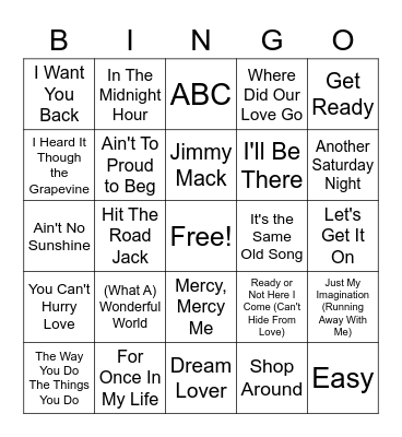 Bonus - Mo Town Bingo Card