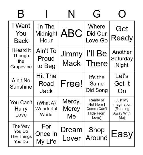 Bonus - Mo Town Bingo Card