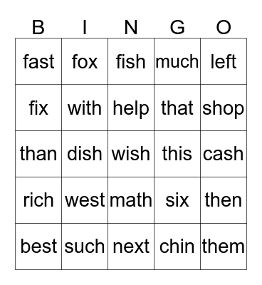 Level 4 Bingo Card