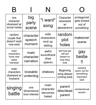 Disney movie bingo Card