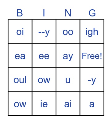 PHONICS BINGO Card