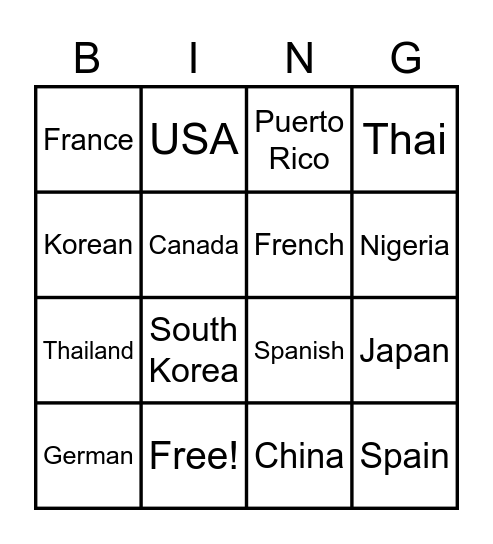 Music Bingo Card