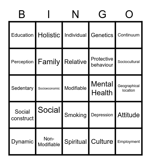 Better Health Bingo Card