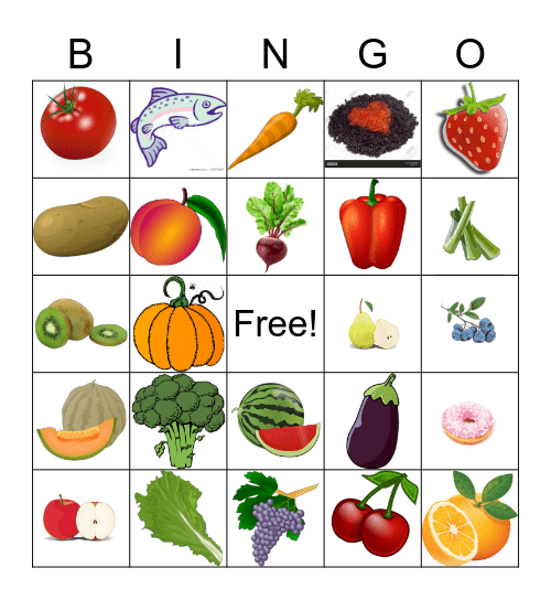 Fruits & Vegetables Bingo Card