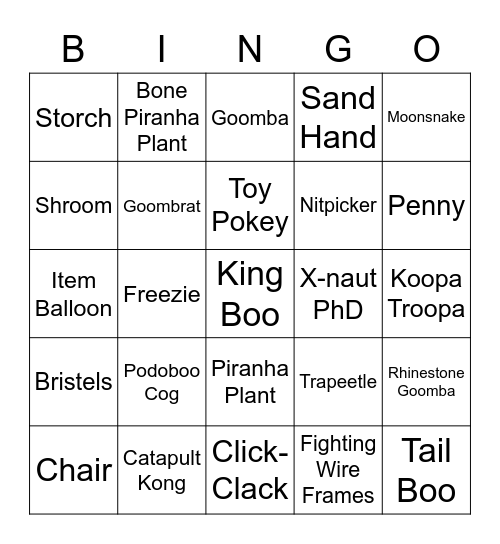 Nicklu Round 2 (Mario Enemies) Bingo Card