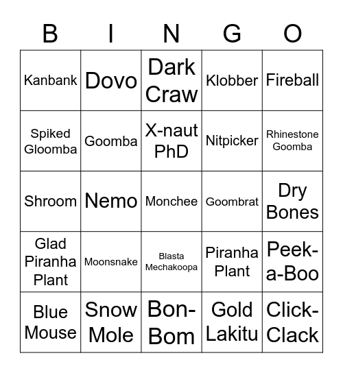 Frosty Round 1 (Mario Enemies) Bingo Card