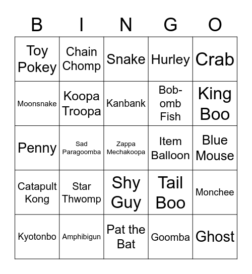 Frosty Round 2 (Mario Enemies) Bingo Card