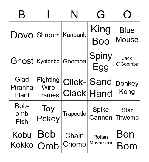 Mooncake Round 1 (Mario Enemies) Bingo Card