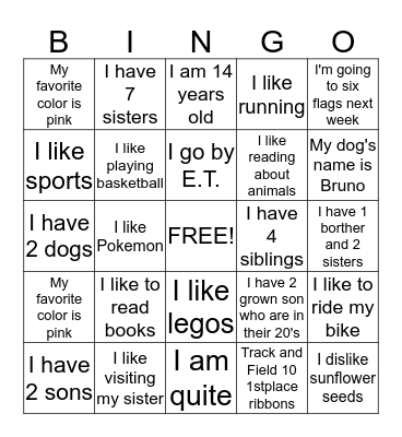 Mrs. Baldwin's  Bingo Card