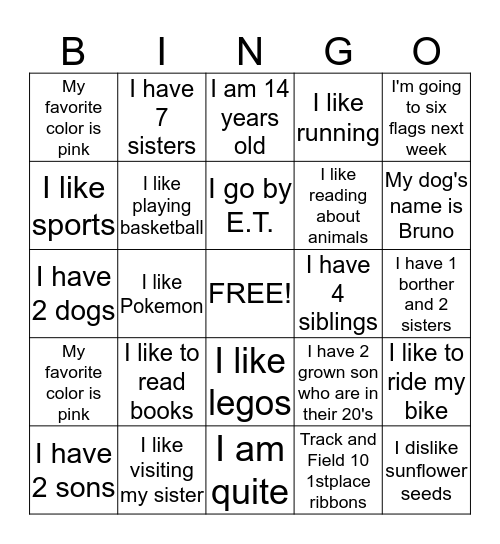 Mrs. Baldwin's  Bingo Card