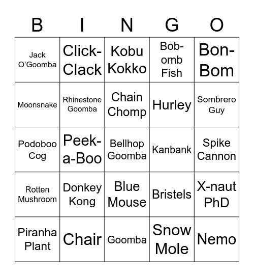 Xin Eoph Round 1 (Mario Enemies) Bingo Card