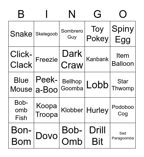 Xin Eoph Round 2 (Mario Enemies) Bingo Card