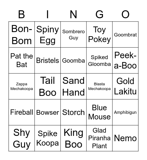 Em Jen Round 1 (Mario Enemies) Bingo Card
