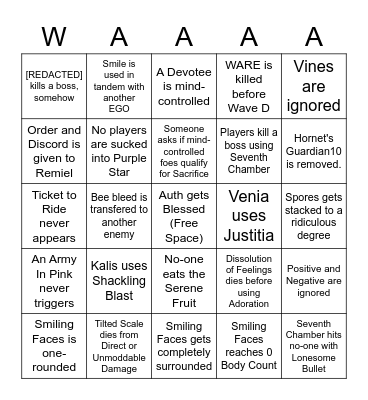 Project Lobotomy Corporation Bingo Card