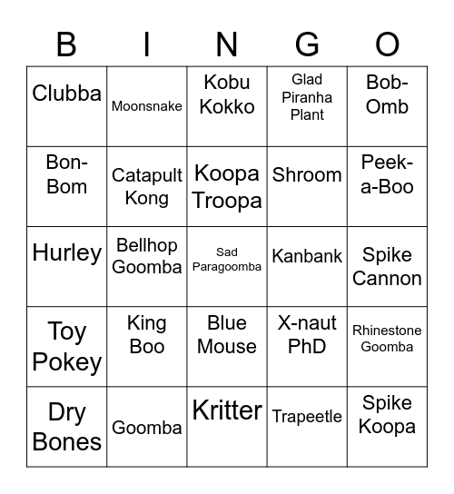Nessetti Round 2 [Mario Enemies] Bingo Card