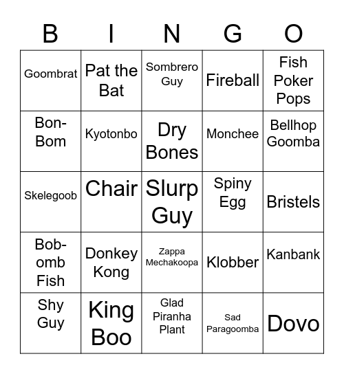 Steelcario Round 1 [Mario Enemies] Bingo Card