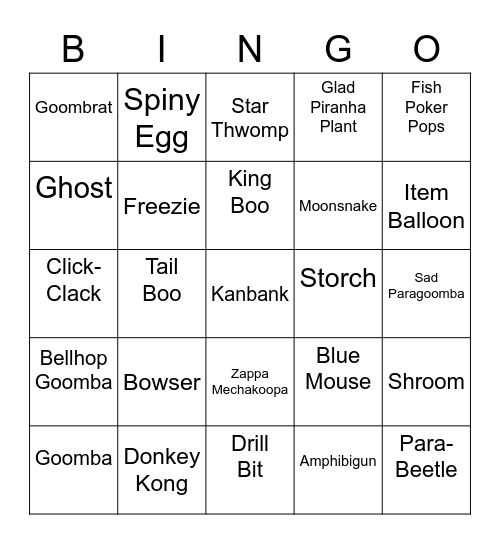 Irri Round 1 [Mario Enemies] Bingo Card