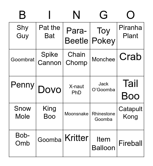 Ralfonic Round 1 [Mario Enemies] Bingo Card