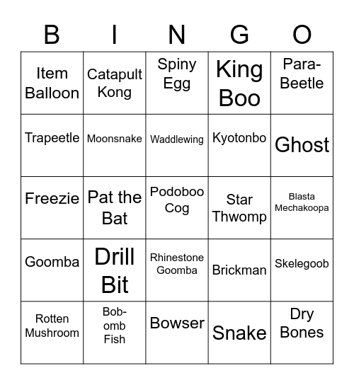 Ralfonic Round 2 [Mario Enemies] Bingo Card