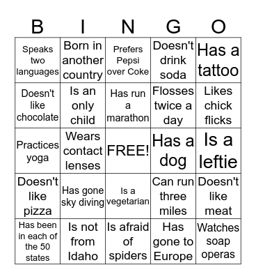 Untitled Bingo Card