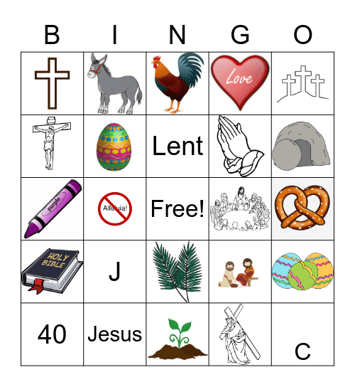 Preschool Holy Week Bingo Card
