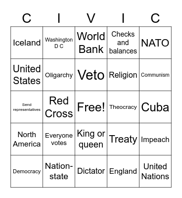 Government review Bingo Card