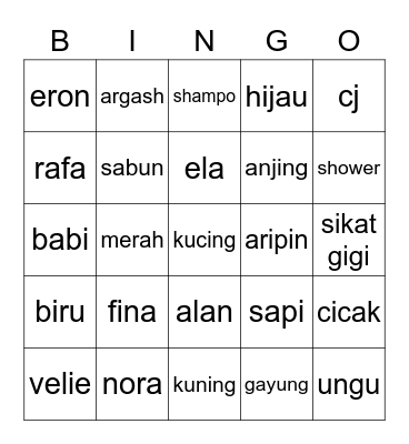 AYIKA Bingo Card