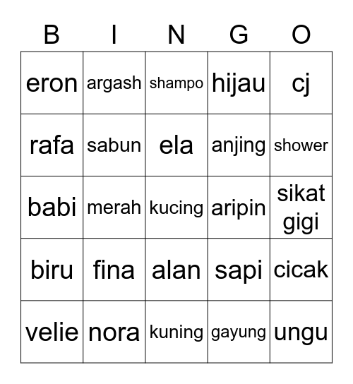 AYIKA Bingo Card