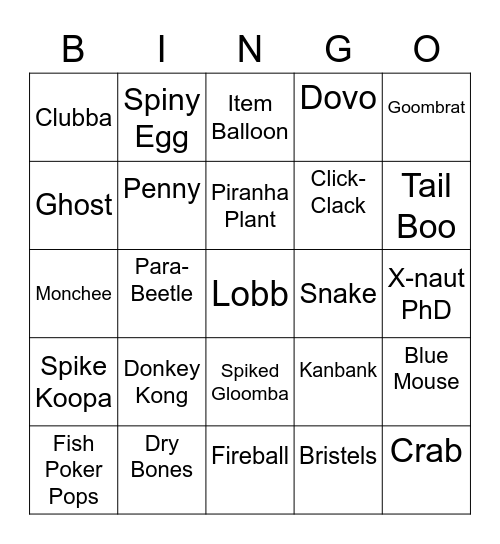 Birb Round 1 [Mario Enemies] Bingo Card